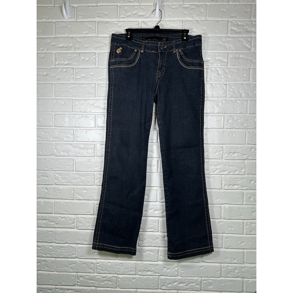 Vintage Rocawear Size 11/12 Y2K Dark Wash Bootcut Jeans Embroidered Low Rise